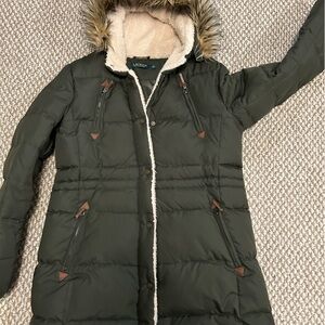 Lauren Ralph Lauren faux fur hood puff parka - size L